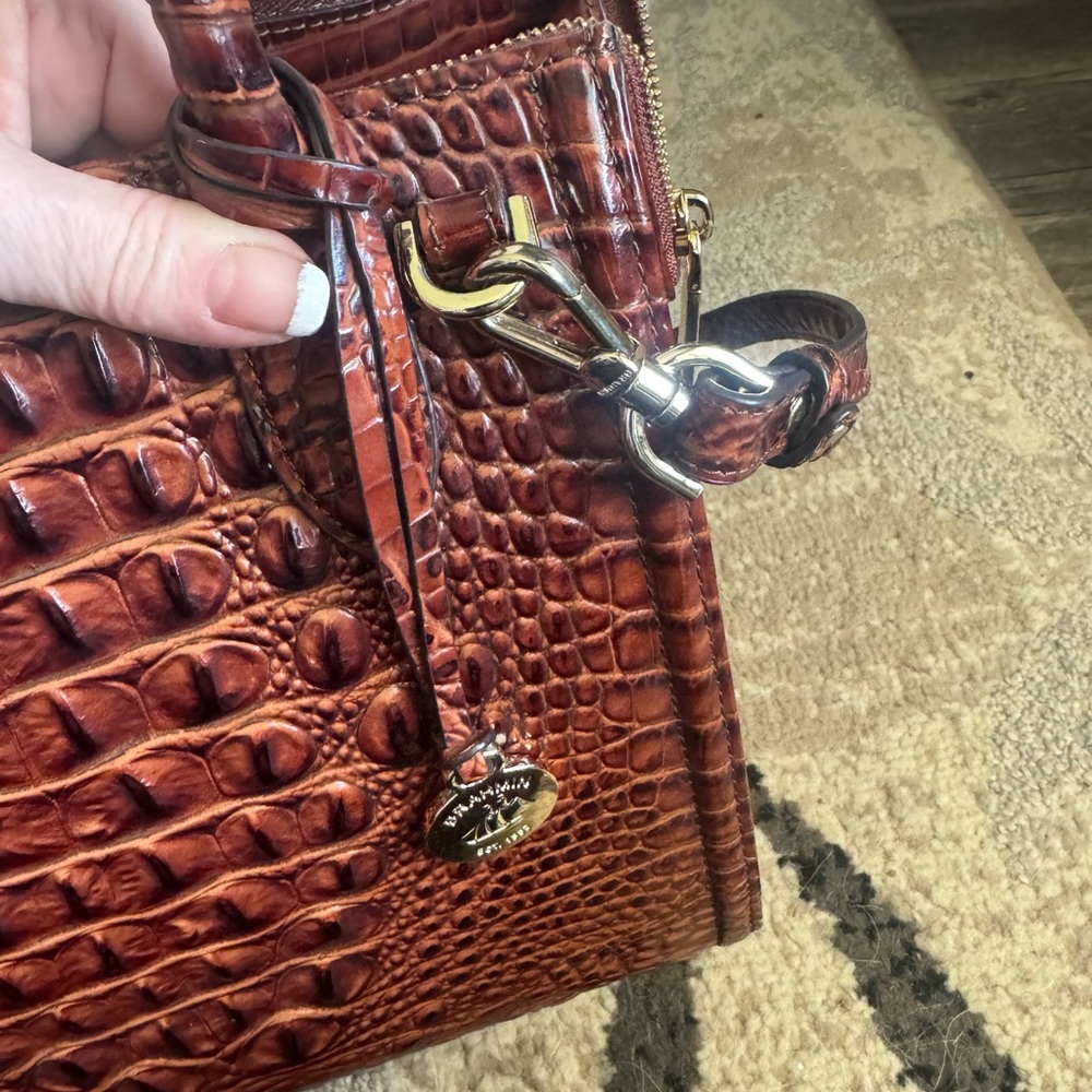 Brahmin Caroline Pecan Melbourne Genuine Leather Tote & Matching Wristlet/Wallet - Picture 4 of 12